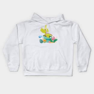 Dinosaur T-Rex Bunny Easter Egg Funny Gift For Boys Kids Hoodie